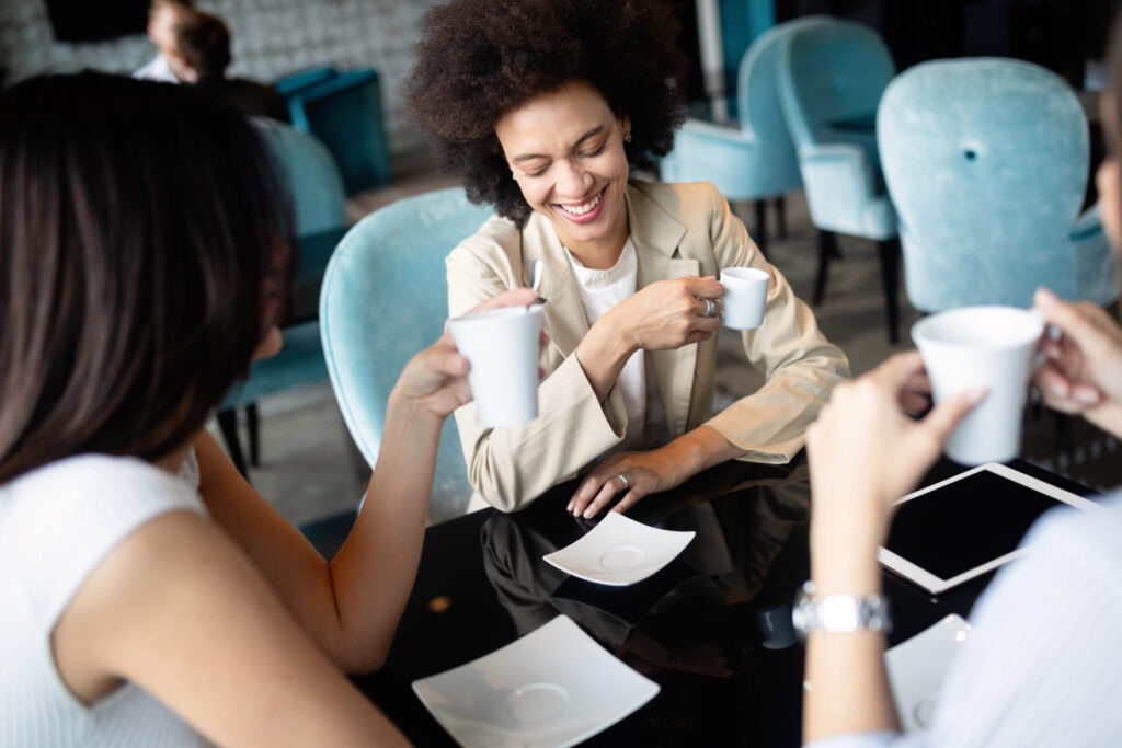 Professional women having a coffee break